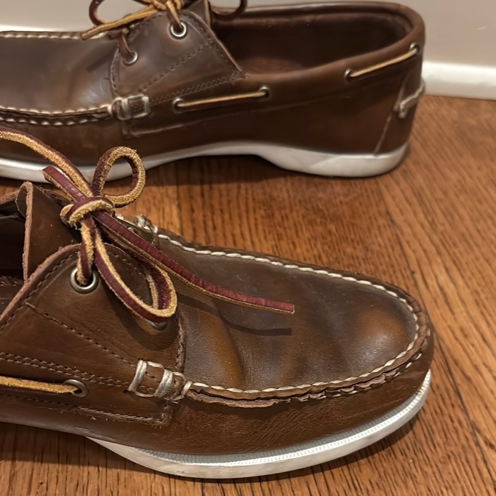 Allen Edmonds Maritime Men's Brown Leather Boat Shoes, size 12 D - Picture 9 of 15